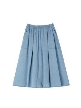 LAP Elastic Band Flare Denim Long Skirt (AR2DS570)