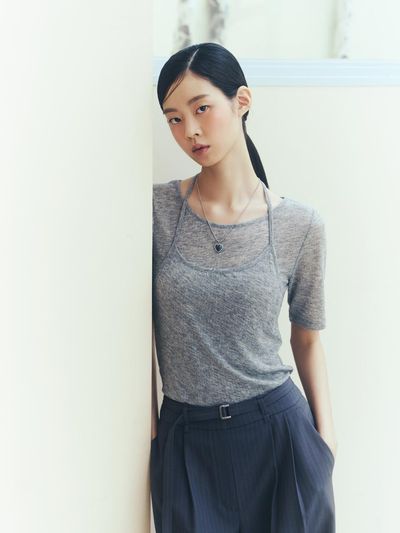 LAP Halter Ribbed Short Sleeve SET T-Shirt (AR2EX560)