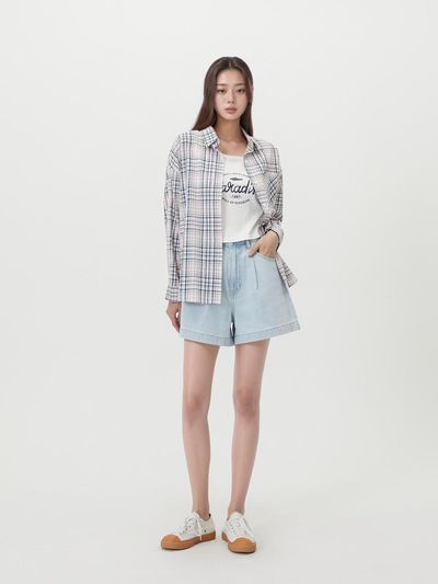 LAP One-pleat A-line Mid-thigh Denim (AR2DP581)