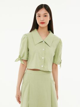 LAP Sleeve Ribbon Detail Wrap Blouse (AP2WB56D)