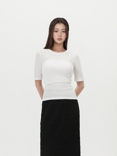 LAP Twisted Bustier Short Sleeve T-shirt (AR2CT464)