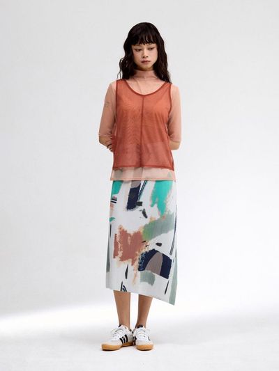 Lapli Mesh Turtleneck Half T-Shirt (AWTSM325031)
