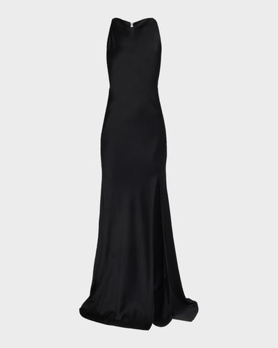 Lapointe Cowl Halter Satin Trumpet Gown