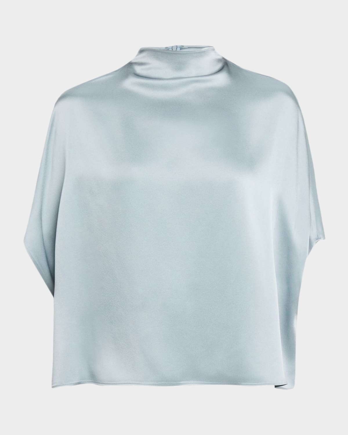 LAPOINTE Double-Face Satin Mock-Neck Blouse