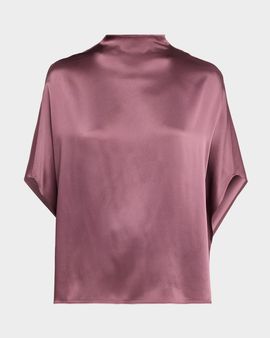 LAPOINTE Funnel-Neck Satin Cape Tee