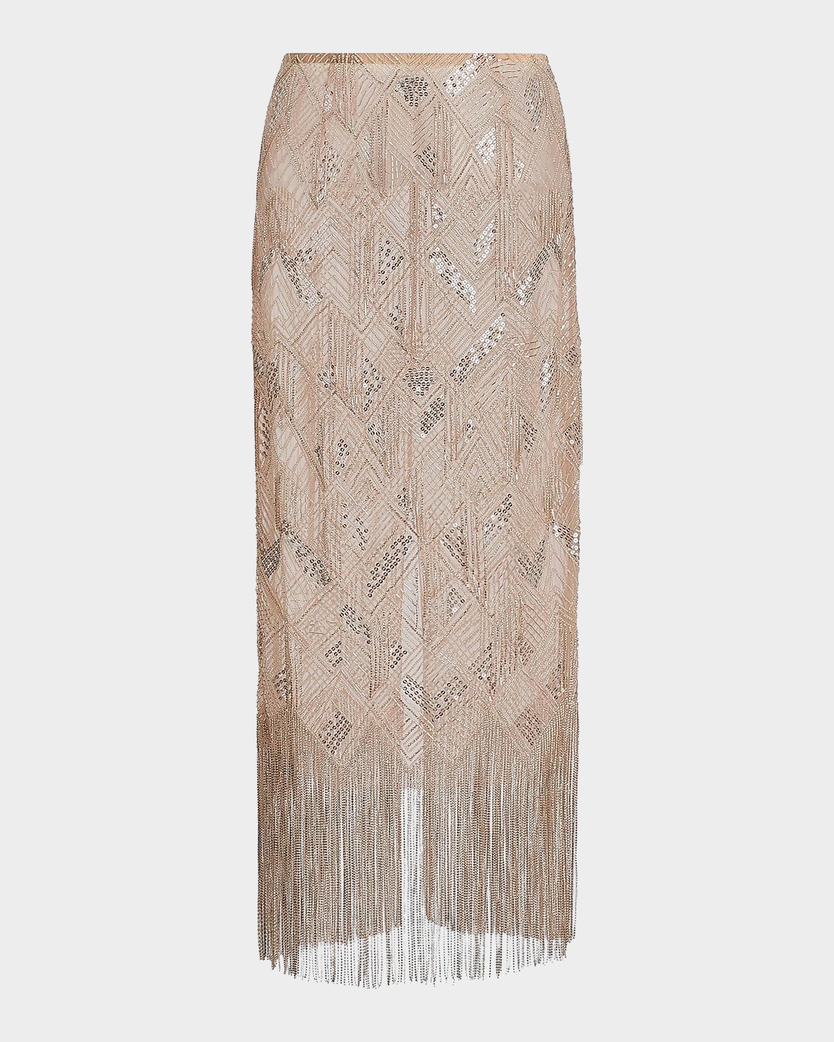 LAPOINTE Geometric Fringe-Trim Midi Skirt