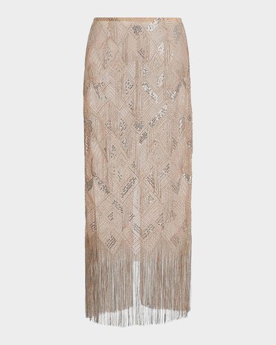 LAPOINTE Geometric Fringe-Trim Midi Skirt