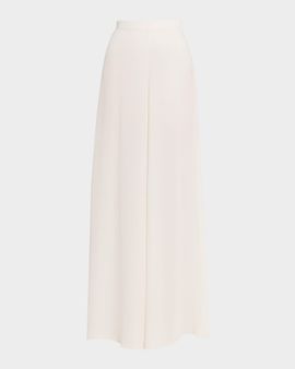 LAPOINTE Georgette Wide-Leg Pants with Pockets