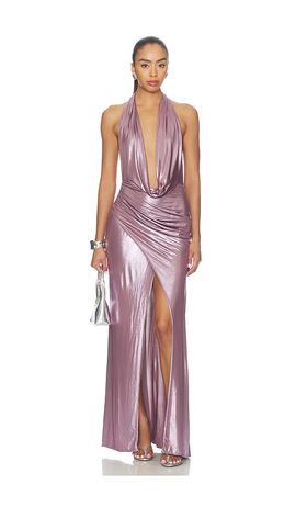Lapointe Lapointe Deep Cowl Neck Shirred Gown