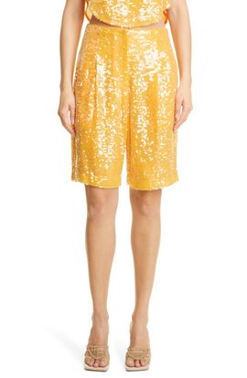 LAPOINTE LAPOINTE High Waist Sequin Bermuda Shorts