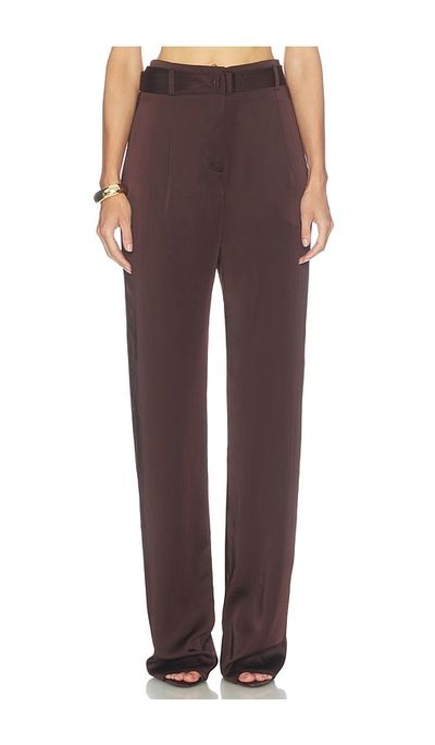 LaPointe LaPointe Lightweight Satin High Waisted Belted Pant