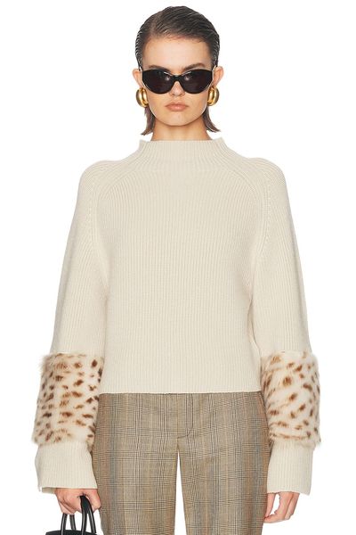 LaPointe LaPointe Merino Mock Neck Sweater With Patch