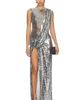 LaPointe LaPointe Mesh Sequin Sleeveless Gown With Sash - 1