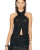 LaPointe LaPointe Mini Stretch Sequin Halter Cutout Bodysuit - 1