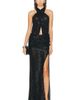 LaPointe LaPointe Mini Stretch Sequin Halter Cutout Bodysuit - 5