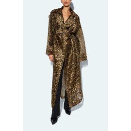 LAPOINTE LAPOINTE Organza Leopard Double Breasted Trench 