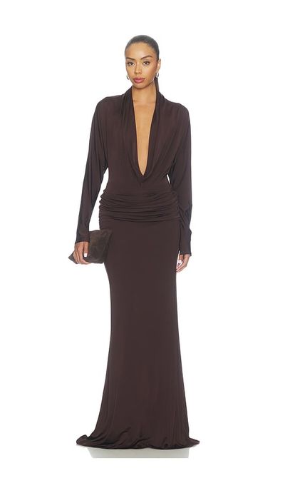 LaPointe LaPointe Printed Jersey Dolman Cowl Neck Gown