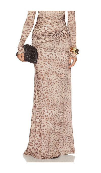 LaPointe LaPointe Printed Jersey Shirred Hip Skirt