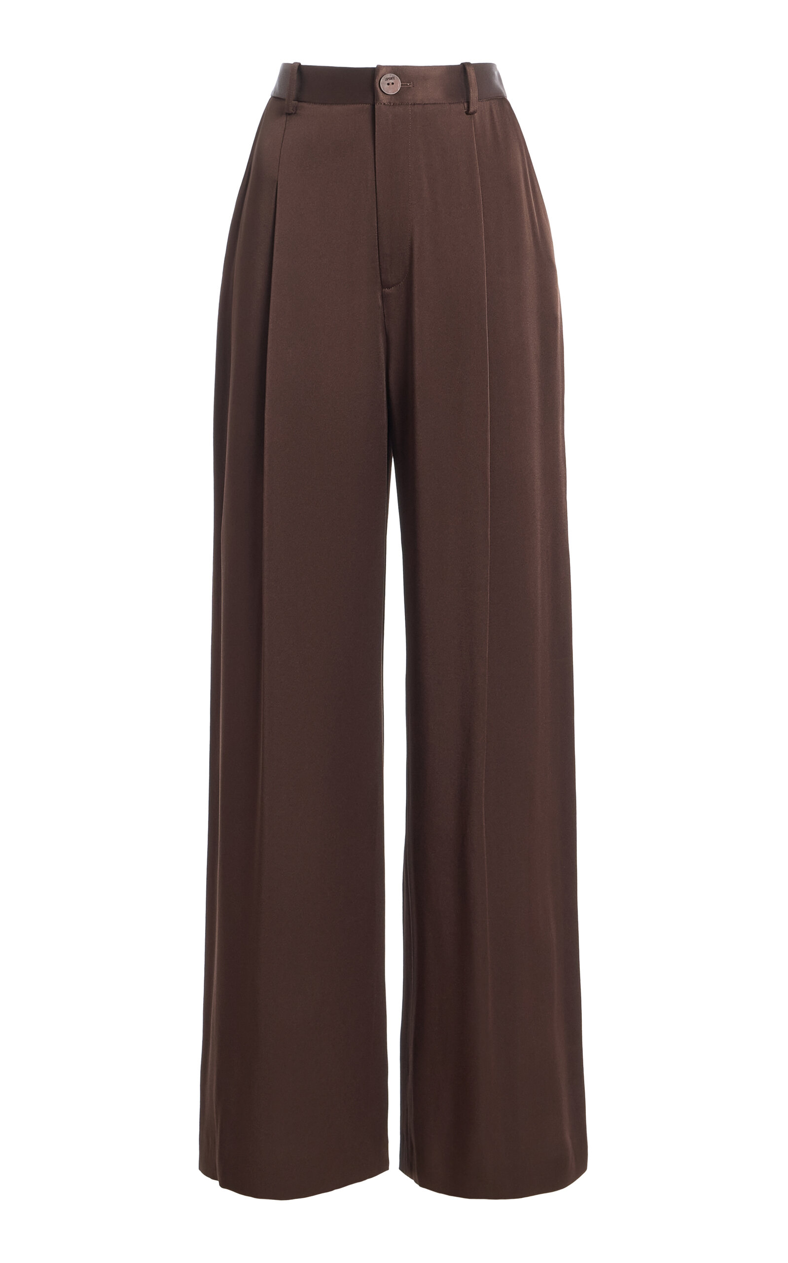 LAPOINTE LAPOINTE Relaxed Pleated Satin Pants Brown