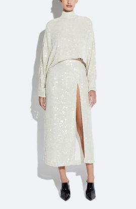 LAPOINTE LAPOINTE Sequin High Waist Slit Skirt