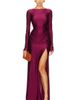 LaPointe LaPointe Shine Jersey Long Sleeve Draped Waist Gown - 1