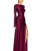 LaPointe LaPointe Shine Jersey Long Sleeve Draped Waist Gown - 2
