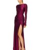 LaPointe LaPointe Shine Jersey Long Sleeve Draped Waist Gown - 3