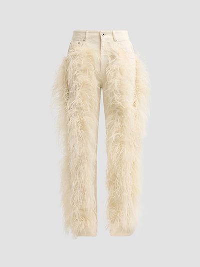 LaPointe LaPointe Women's Feather-Trimmed Jeans