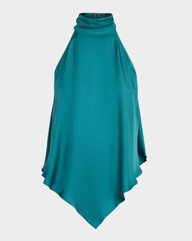 LAPOINTE Lightweight Silk Pointed Halter Top