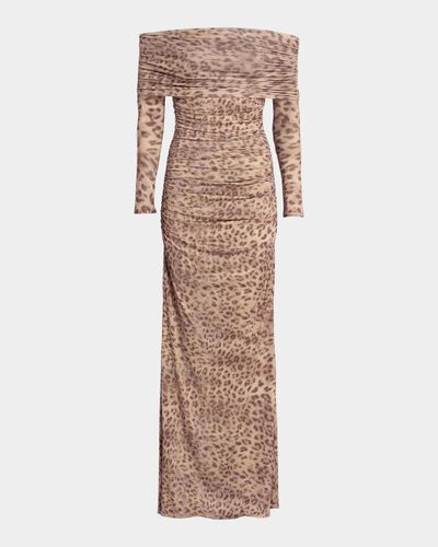 LAPOINTE Printed Jersey Off-The-Shoulder Maxi Dress