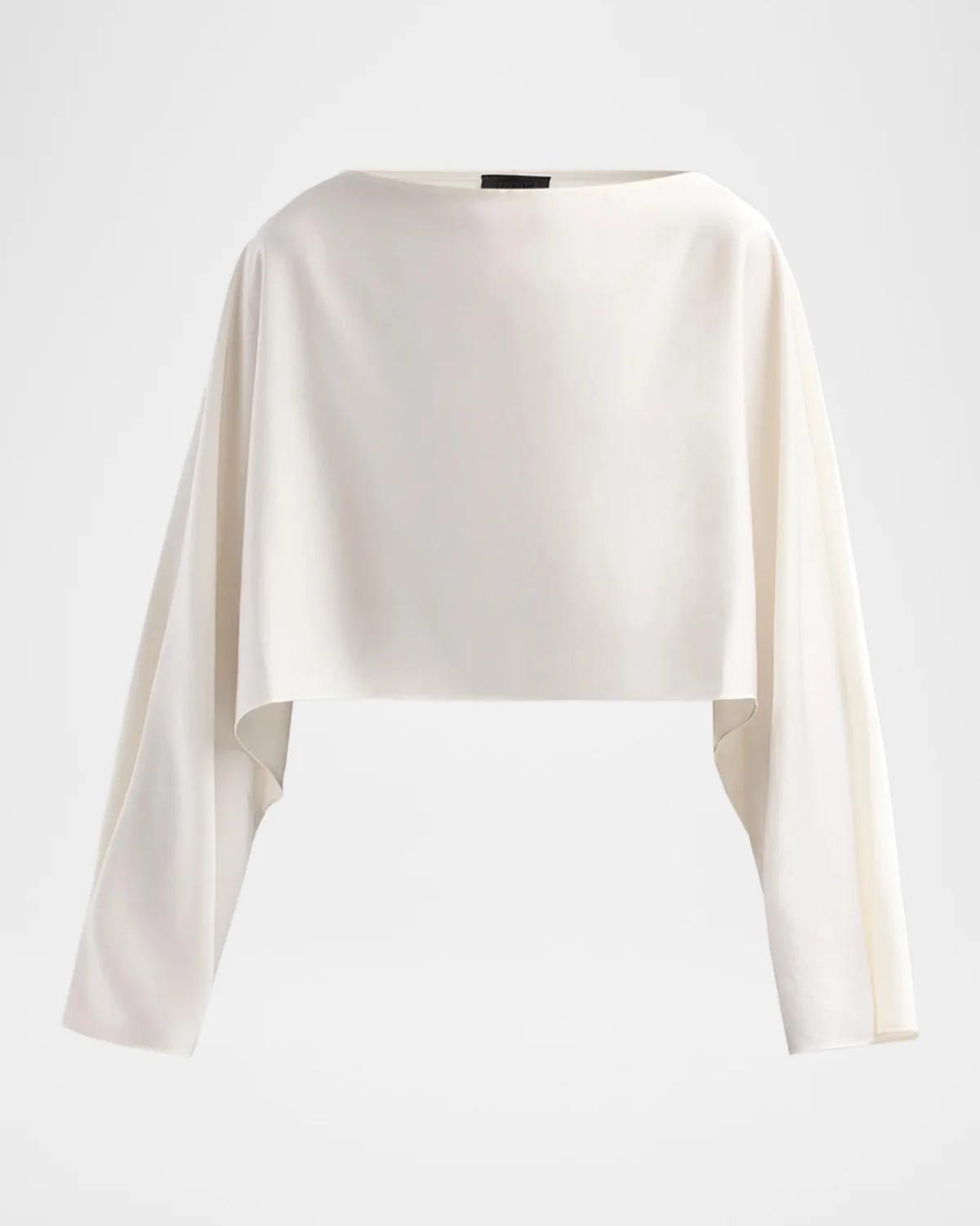 LAPOINTE Satin Boatneck Caftan Top