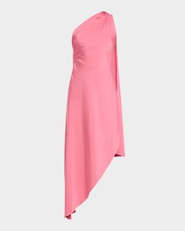LAPOINTE Satin One-Shoulder Midi Dress