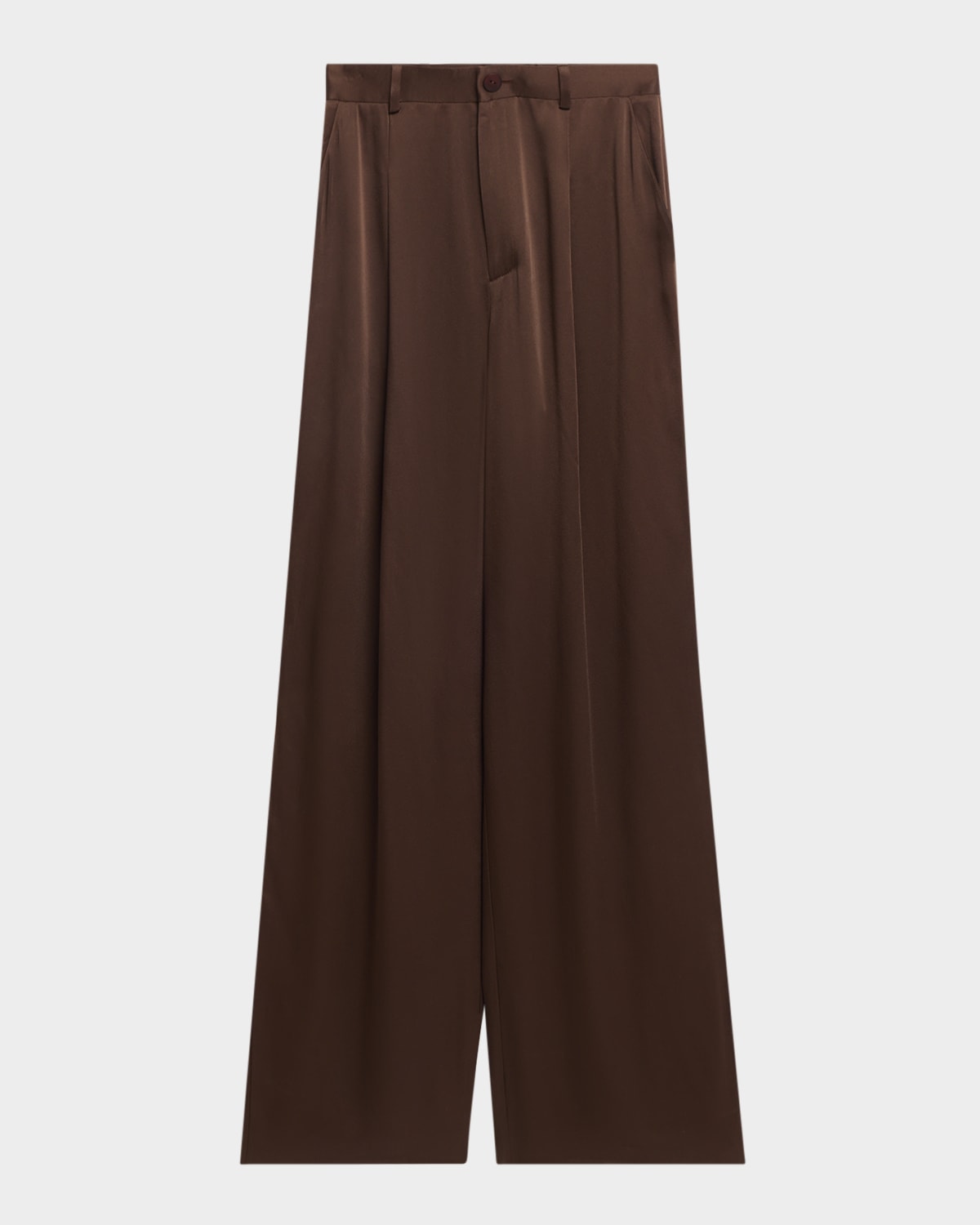 LAPOINTE Satin Relaxed-Leg Pleated Trousers