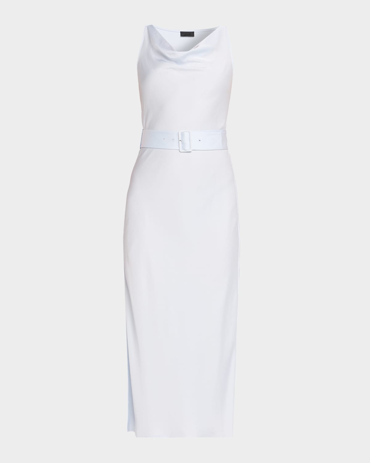 LAPOINTE Satin Sleeveless Belted Dress