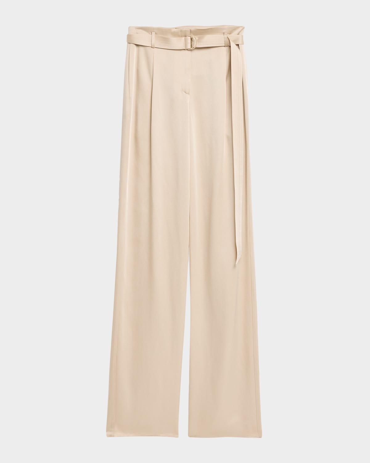 LAPOINTE Satin Straight-Leg Belted Pants