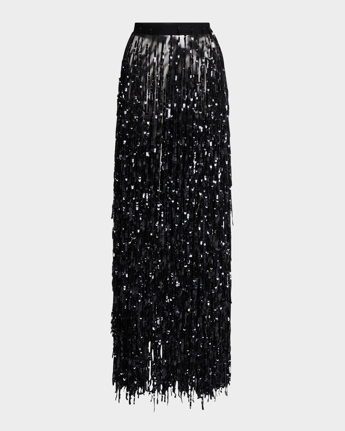 LAPOINTE Sequin Fringed Maxi Pencil Skirt