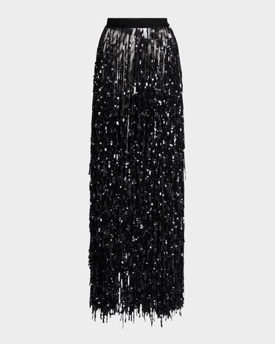 LAPOINTE Sequin Fringed Maxi Pencil Skirt