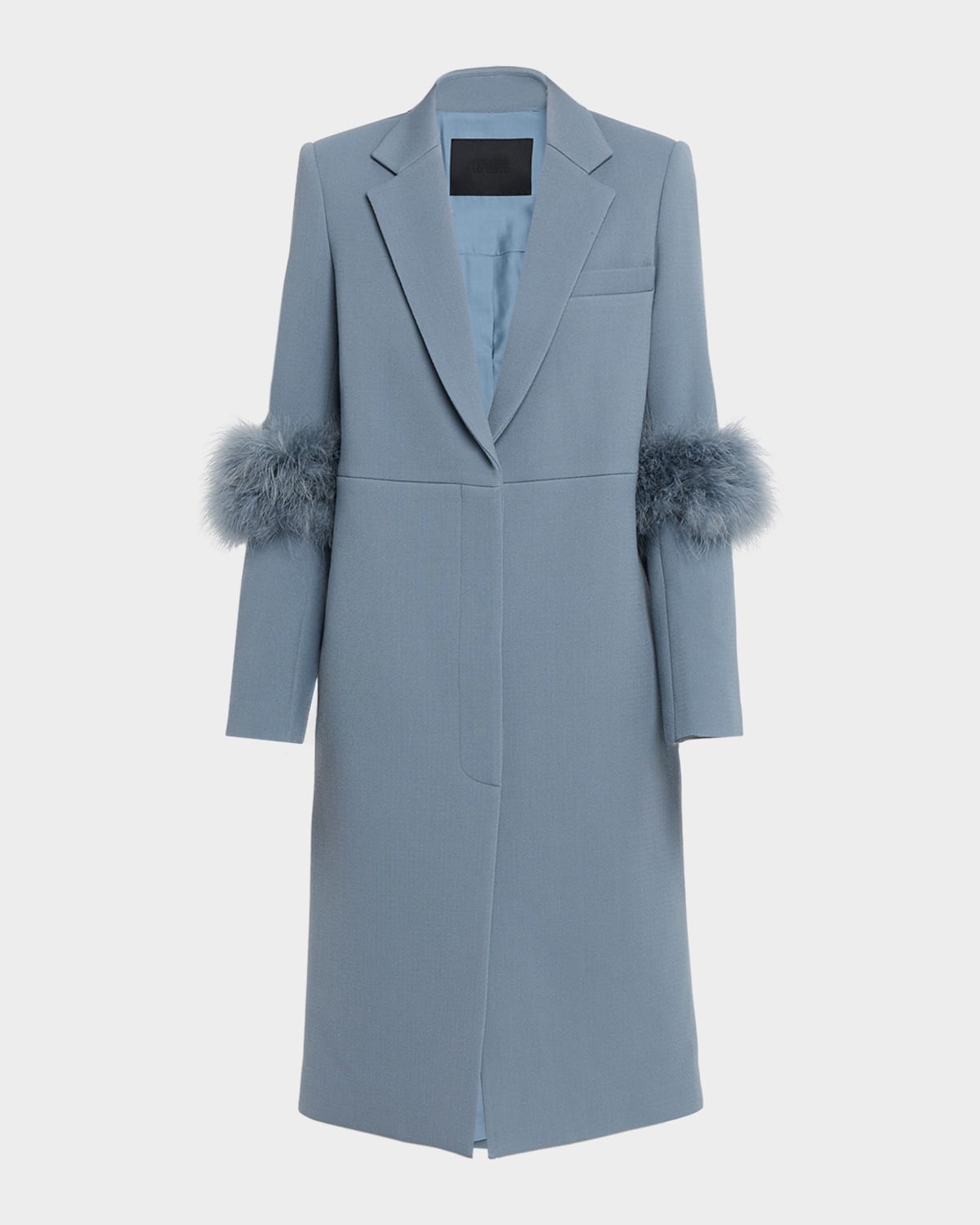 LAPOINTE Single-Breasted Wool Coat with Faux Fur Trim