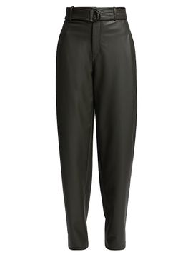 LaPointe Women's Belted Faux-Leather Tapered Trousers