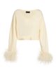 LaPointe Women's Feather-Cuff Merino Wool Crop Sweater - 1