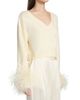 LaPointe Women's Feather-Cuff Merino Wool Crop Sweater - 4