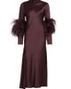 LaPointe Women's Feather-Cuff Satin Midi-Dress - 1