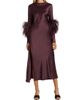 LaPointe Women's Feather-Cuff Satin Midi-Dress - 3