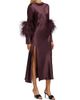 LaPointe Women's Feather-Cuff Satin Midi-Dress - 4