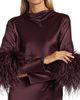 LaPointe Women's Feather-Cuff Satin Midi-Dress - 6