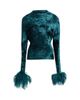 LaPointe Women's Feather-Cuff Velvet Top - 1