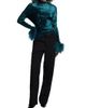 LaPointe Women's Feather-Cuff Velvet Top - 2