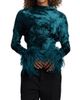 LaPointe Women's Feather-Cuff Velvet Top - 3