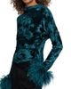 LaPointe Women's Feather-Cuff Velvet Top - 6