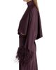LaPointe Women's Feather Trim Satin Long-Sleeve Crop Top - 4
